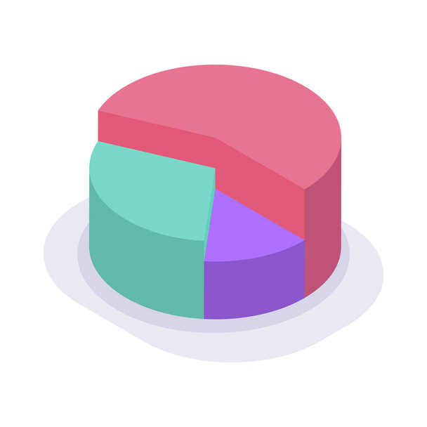 pie chart isometric icon with modern flat style color vector - ベクター画像