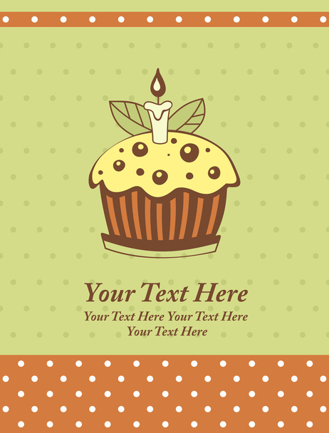 cupcake de cumpleaños con una sola vela
 - Vector, Imagen