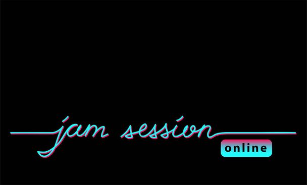 Online jam session μαύρο web banner, φόντο με χρώματα tiktok. - Διάνυσμα, εικόνα