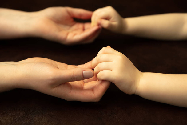 Close up of female and kids hands doing things together, family, home concept - Fotoğraf, Görsel
