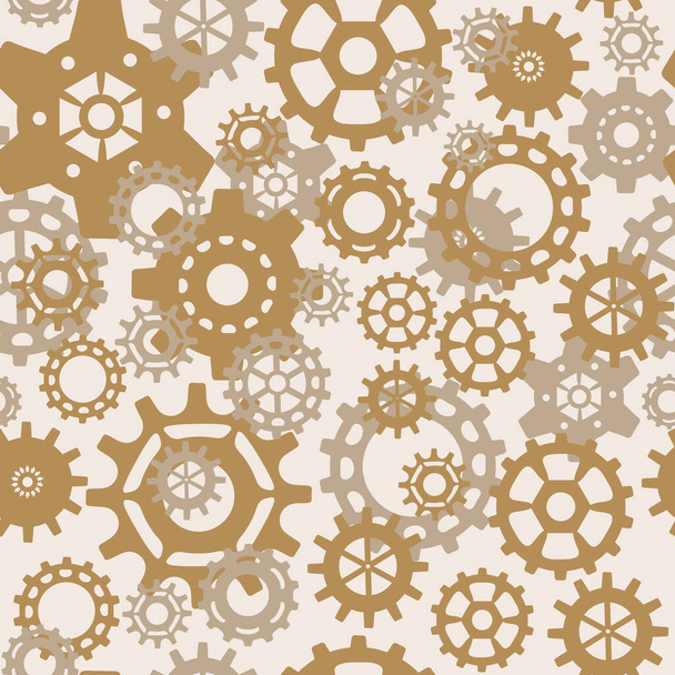 steampunk Seamless pattern with gears . Vintage mechanisms, vector background, - Vector, Image