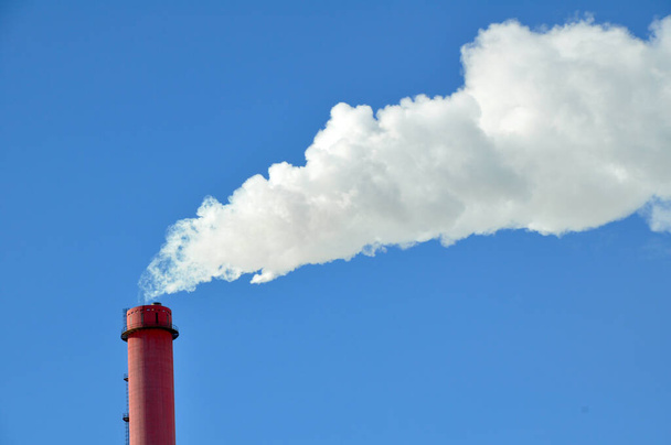 The smoking chimney of the Plant - Photo, Image