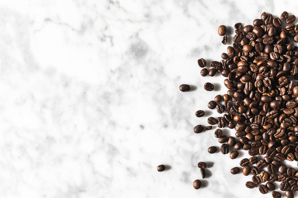 coffee beans wallpaper, with italian coffee pot on white marble - Photo, Image