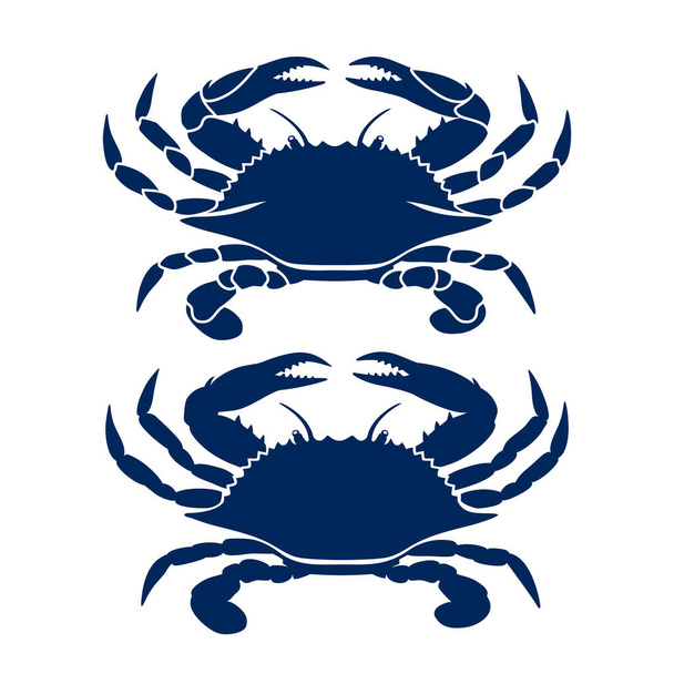 Blue Crab on white background. Clean, modern vector logo design, symbol or icon in simple flat style. Silhouette of crab. Vector illustration. - Vector, Image