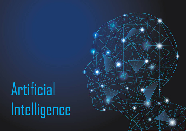 Low Poly Human Head für Technologie-Konzept der künstlichen Intelligenz - Vektor, Bild