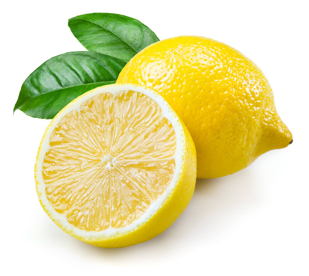Lemon. Frutos con hojas aisladas sobre blanco
 - Foto, imagen