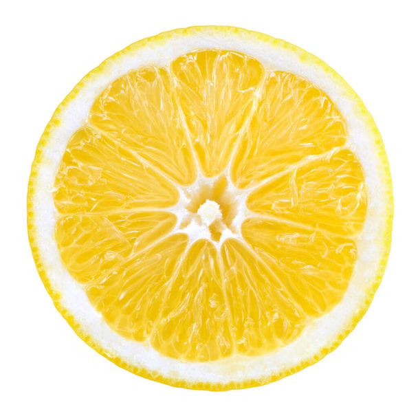 Lemon fruit. Slice isolated on white background. - Foto, imagen