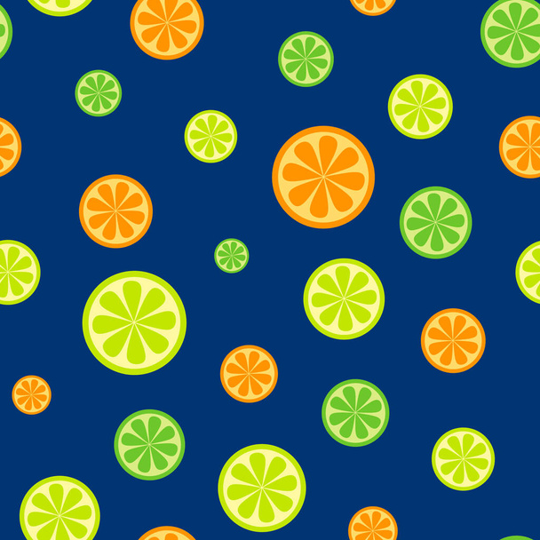 柑橘類とのシンプルなシームレスなパターン:オレンジ、ライム、レモン - ベクター画像