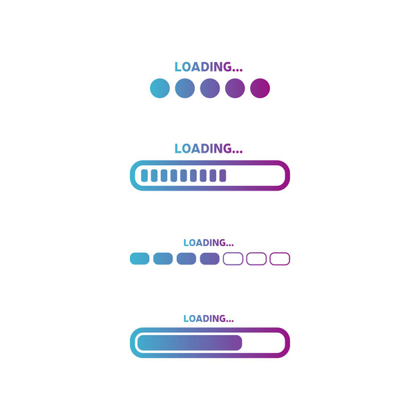 Conjunto de iconos de carga vectorial. barra de carga de progreso colorido aislado. Signo de descarga brillante. Vector símbolos de carga
 - Vector, Imagen