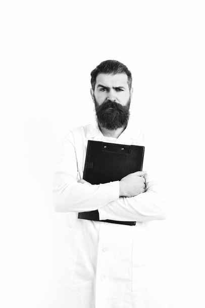 Bearded brutal caucasian doctor or postgraduate student - Φωτογραφία, εικόνα