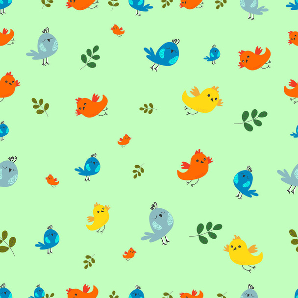 birds seamless pattern colorful bird pattern for textile, wallpapers, wrapping paper, cards and web - Vector, Imagen