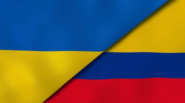 Dos estados banderas de Ucrania y Colombia. Fondo de negocio de alta calidad. ilustración 3d
 - Foto, imagen