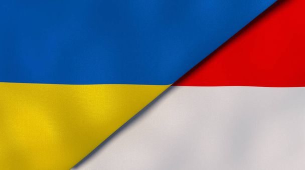 Deux États drapeaux de l'Ukraine et de l'Indonésie. Une expérience professionnelle de haute qualité. Illustration 3d
 - Photo, image