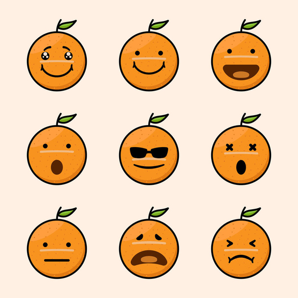 orange emoticon set easy editable - ベクター画像