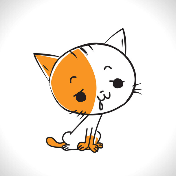 Obrázek vektoru banner roztomilá kočka, kreslený styl, Izolované na bílém pozadí. - Vektor, obrázek
