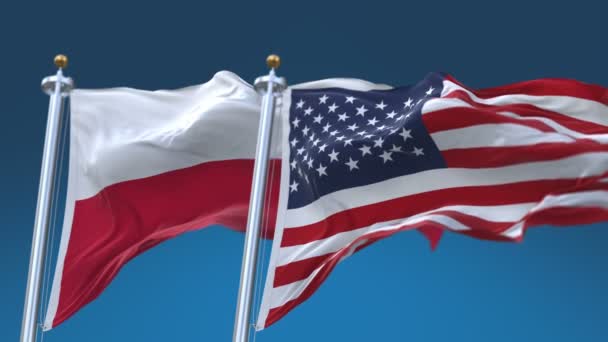 4k bezešvé Spojené státy americké a polské vlajky pozadí, USA Pol pl. - Záběry, video
