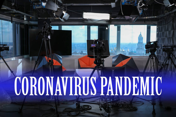 Modern video recording studio. Coronavirus pandemic - latest updates - Valokuva, kuva