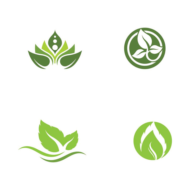 緑の木の葉の生態系の自然要素ベクトルのロゴ - ベクター画像