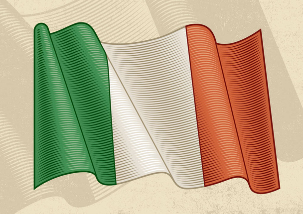Vintage Flag Of Italy. Editable EPS8 vector illustration with clipping mask in woodcut style. - Vector, Image