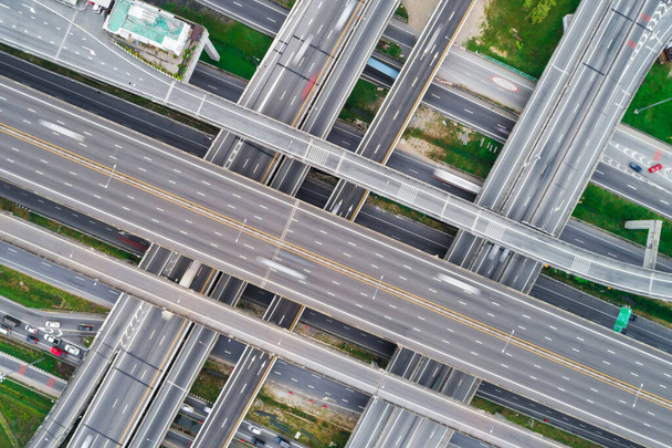 Aerial landscape of busy highway junction road, Transport concept - Photo, Image