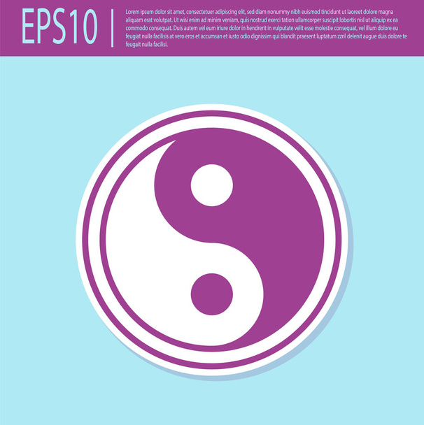 Rétro violet Yin Yang symbole de l'harmonie et l'icône de l'équilibre isolé sur fond turquoise. Illustration vectorielle
 - Vecteur, image