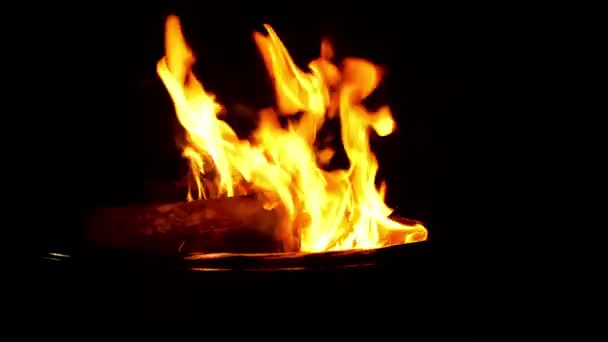 Vuur branden over zwarte achtergrond - Video