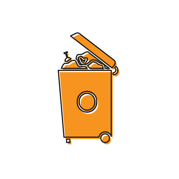 Das orangefarbene Mülleimer-Symbol steht isoliert auf weißem Hintergrund. Mülleimer-Schild. Papierkorb-Symbol. Büromüll-Ikone. Vektorillustration - Vektor, Bild