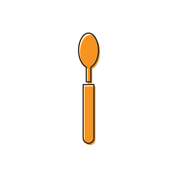 Πορτοκαλί εικονίδιο κουτάλι απομονώνεται σε λευκό φόντο. Μαγειρικά σκεύη. Πινακίδα μαχαιροπήρουνα. Απεικόνιση διανυσματικών φορέων - Διάνυσμα, εικόνα