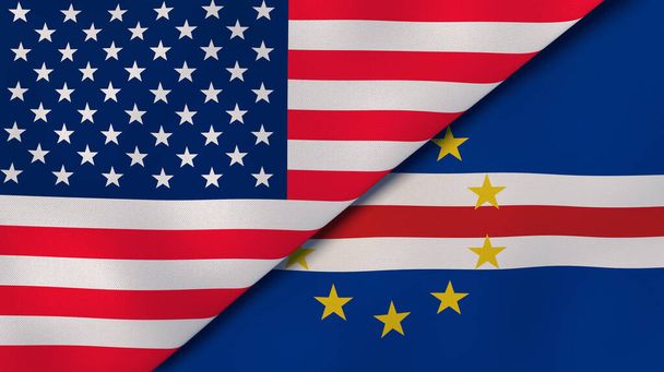 Dos estados banderas de Estados Unidos y Cabo Verde. Fondo de negocio de alta calidad. ilustración 3d
 - Foto, imagen