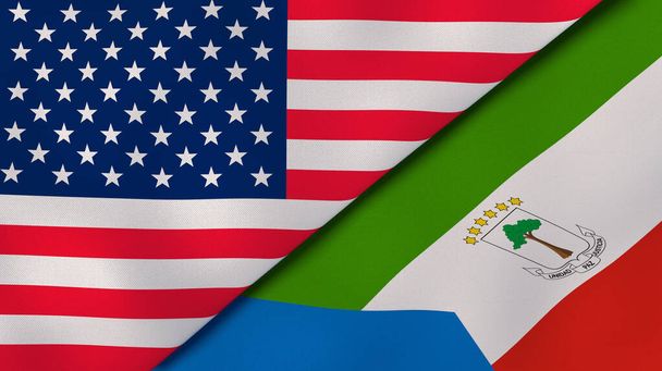 Dos estados banderas de Estados Unidos y Guinea Ecuatorial. Fondo de negocio de alta calidad. ilustración 3d
 - Foto, imagen