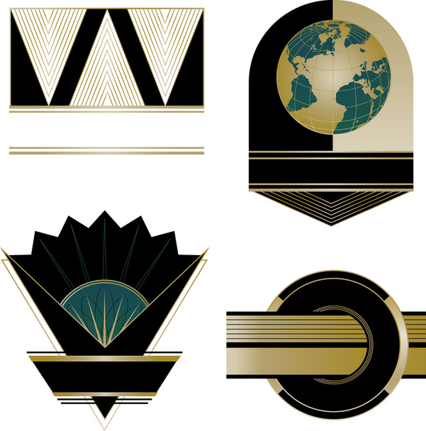 Art Deco logó és látványelemek - Vektor, kép
