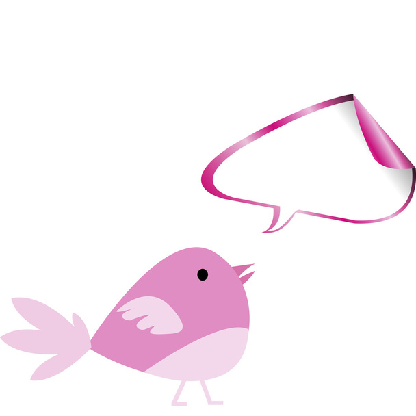 Pássaro rosa com bolha de chat
 - Foto, Imagem