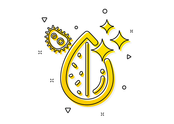 Clean filter aqua sign. Dirty water drop icon. Liquid with bacteria. Yellow circles pattern. Classic dirty water icon. Geometric elements. Vector - ベクター画像