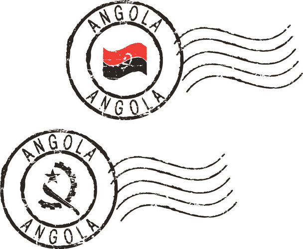 Две почтовые гранж-марки "Ангола"
. - Вектор,изображение