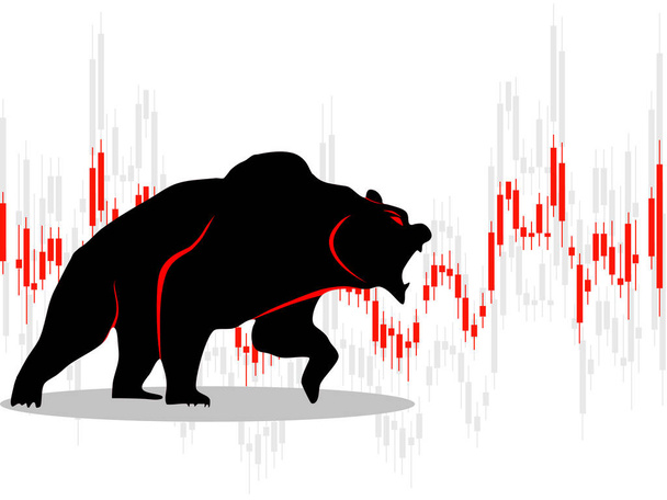 тренд рынка медведей на белом фоне
 - Вектор,изображение