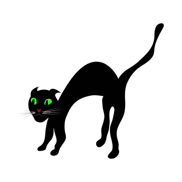 Gato negro sobre fondo blanco para crear diseños de Halloween. Ilustración vectorial
. - Vector, imagen