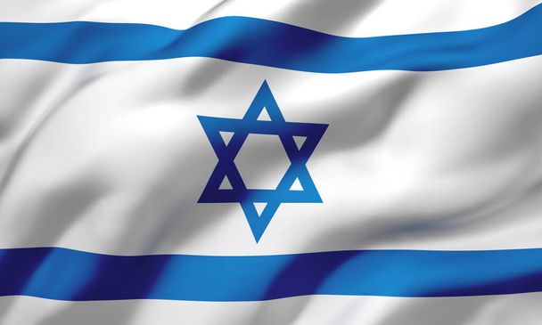Bandera de Israel soplando en el viento. Página completa Bandera de Israel. Ilustración 3D
. - Foto, Imagen