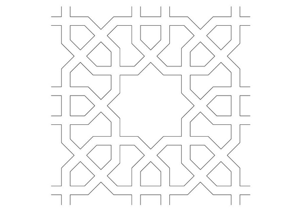 Musta ja valkoinen 2D CAD piirustus islamilainen kuvio. Islamilaiset kuviot käyttävät geometrian elementtejä, jotka toistuvat niiden malleissa
. - Valokuva, kuva