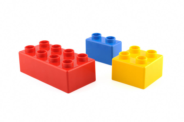 Plastic building blocks isolated on white background. - Photo, Image