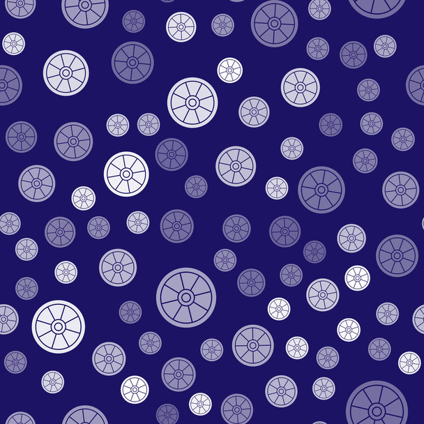 Λευκή παλιά ξύλινη εικόνα τροχού απομονωμένη αδιάλειπτη μοτίβο σε μπλε φόντο. Εικονογράφηση διανύσματος - Διάνυσμα, εικόνα