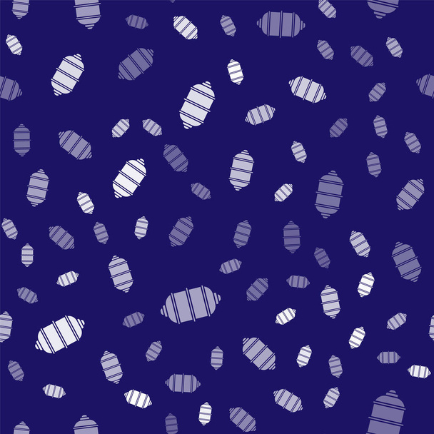 Icono de linterna de papel chino blanco aislado patrón sin costura sobre fondo azul. Ilustración vectorial
 - Vector, Imagen