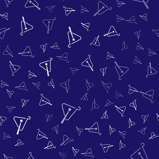 Weißes Triangle-Musikinstrumentensymbol isoliert nahtloses Muster auf blauem Hintergrund. Vektorillustration - Vektor, Bild