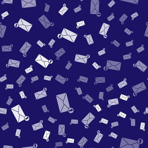 Beyaz Zarf simgesi mavi arkaplanda izole edilmiş kusursuz desen. Mesaj konsepti alındı. Yeni, e-posta gelen mesaj, SMS. Posta servisi. Vektör İllüstrasyonu - Vektör, Görsel