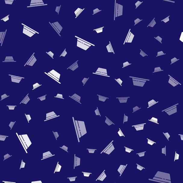 Шапка білої людини зі стрічкою ізольований безшовний візерунок на синьому фоні. Векторна ілюстрація
 - Вектор, зображення