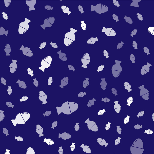 Λευκό αυγό Πάσχα σε ένα εικονίδιο περίπτερο απομονωμένη αδιάλειπτη μοτίβο σε μπλε φόντο. Καλό Πάσχα. Εικονογράφηση διανύσματος - Διάνυσμα, εικόνα