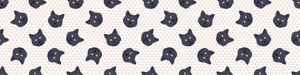 Cute cartoon British shorthair cat face seamless border pattern. Pedigree kitty breed domestic kitty background. Cat lover English purebred washi ribbon. Feline EPS 10 trim.  - Vector, Image