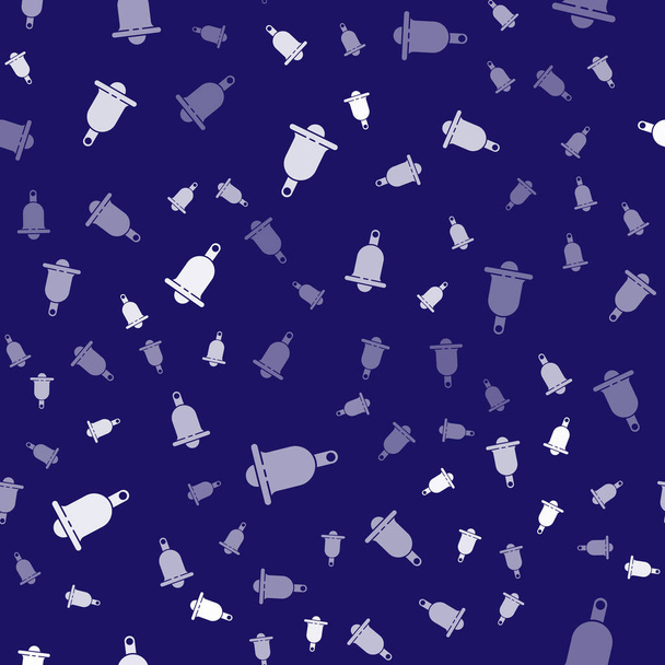 Witte bel pictogram geïsoleerd naadloos patroon op blauwe achtergrond. Alarmsymbool, bedrijfsbel, handbelteken, meldsymbool. Vector Illustratie - Vector, afbeelding
