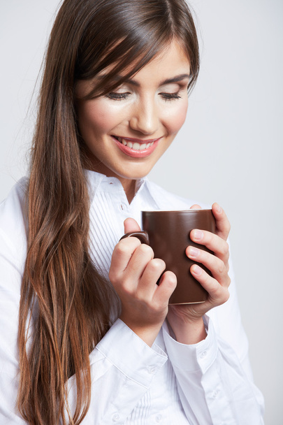 Business woman with cup - Фото, зображення