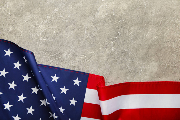 American flag on grey concrete background. Independence day - Φωτογραφία, εικόνα
