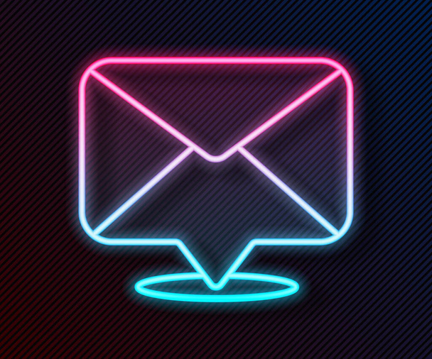 Świecąca neonowa linia Ikona koperty odizolowana na czarnym tle. Symbol listu e-mail. Ilustracja wektora - Wektor, obraz